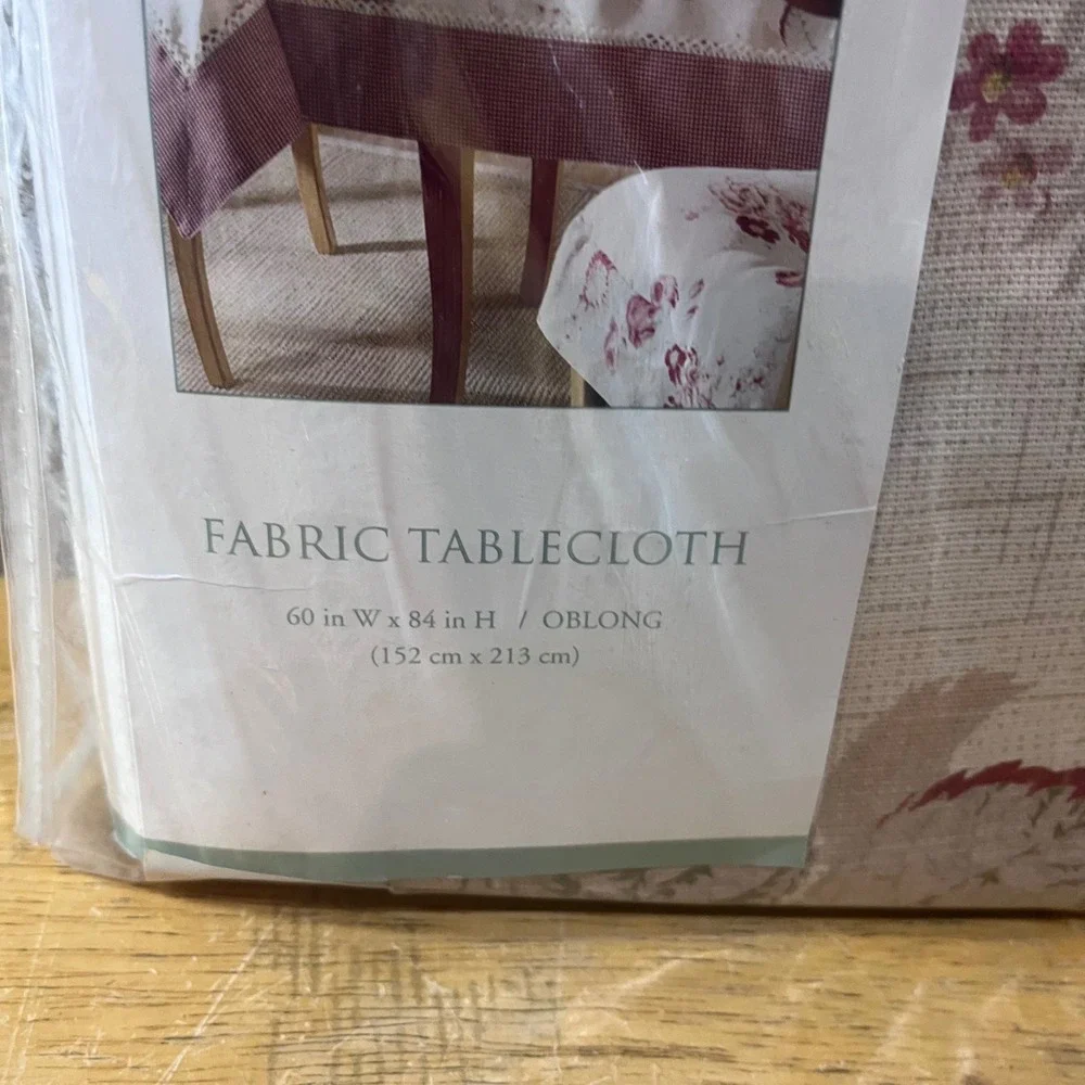 Waverly Garden Room Norfolk Vtg Rose Fabric Tablecloth 60x84 Oblong Cotton New